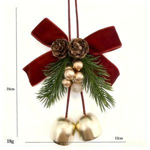 Décoration de Noël en forme de cloche et de cône de pin, avec nœud en velours, branche de <span class=keywords><strong>sapin</strong></span> artificielle, pour arbre de Noël, vente en gros - Product Image 5
