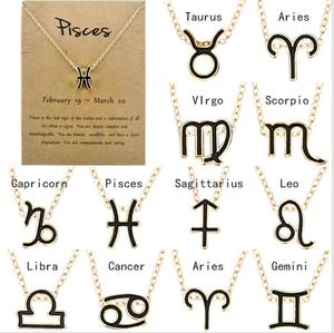 Catena in acciaio Custom 18 pollici 12 <span class=keywords><strong>segni</strong></span> <span class=keywords><strong>zodiacali</strong></span> nero lega a goccia oroscopo oro catene d'argento collane - Product Image 4