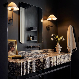 Lavabi a colonna e mobili da bagno in marmo bianco Calacatta Viola Tostone Modern per case e ville di lusso - Product Image 2