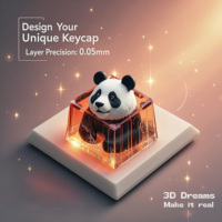 Clear Epoxy Artisan Carved Customizable Daily Office Mechanical Keyboard Accessory Keycap Keychain