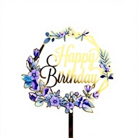 Décoration de gâteau en forme de fleur en acrylique écologique, style charmant, imprimé couleur, pour anniversaire, fournitures de fête
