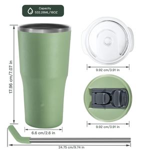 Meilleure vente Machine à glaçons de grande capacité double couche 18oz à corps droit avec tasse à café en paille - Product Image 6