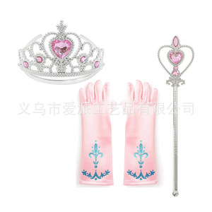 Ensemble de trois pièces Elsa Princesse : Couronne, Baguette Magique Bleue et Gants Imprimés – Accessoire de Costume La Reine des Neiges pour Fête d'Anniversaire - Product Image 4