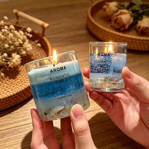 Vela Aromática en Frasco de Vidrio Azul con Diseño de Bebida Helada, Cera Natural de Larga Duración, Estilo Moderno, Regalo, Decoración para el Hogar, Venta Internacional - Product Image 2