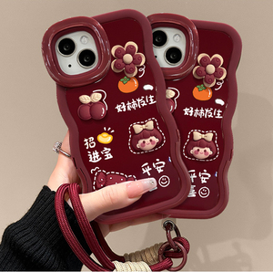 Funda de TPU con cordón y diseño de muñeca, borde ondulado, soporte doble <span class=keywords><strong>invisible</strong></span> para iPhone X, XR, XS, 11, 12, 13, 14, 15, 16, 17 - Product Image 2