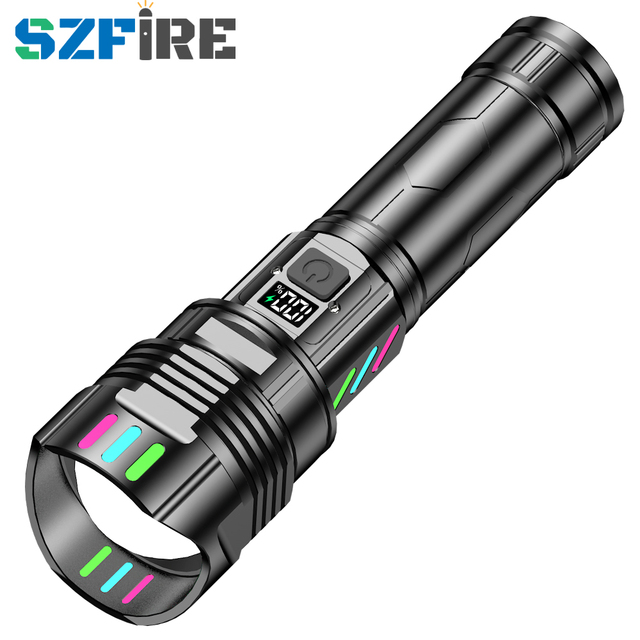 Wholesale Wide Beam LED Torch Light Flash Light Long Range Waterproof Type-c Rechargeable Aluminum Alloy Super Bright Flashlight