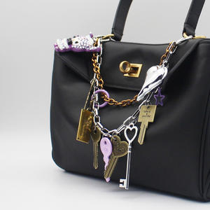 Breloque de sac en corde tressée de luxe avec éléments <span class=keywords><strong>Swarovski</strong></span> et breloques plaquées or pour la décoration de sac à main, idée cadeau (K026) - Product Image 5