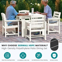 Ensemble de salle à manger d'extérieur 5 pièces : table carrée avec 4 chaises en HDPE imitation bois, trou pour parasol de 1,6 pouce, pour patio, jardin, cour
