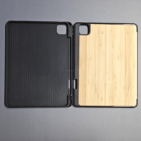 Étui pour tablette en bois naturel antichoc, service de gravure personnalisable, bordure en TPU, étui de protection pour iPad Air 13 Air 12