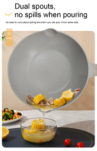Poêle à frire profonde en aluminium antiadhésive, grande capacité, avec bec verseur, compatible gaz et induction, couvercle en verre, poignée en bakélite - Product Image 5