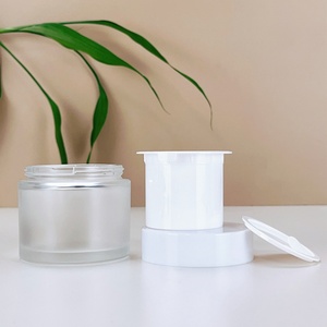 Custom Double Wall Round 50g 80g Glass Skincare Face Cream Container Jar Skincare Glass 50 ml Double Wall Jar with White Cap - Product Image 5