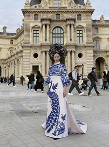Jupe <span class=keywords><strong>Haute</strong></span> <span class=keywords><strong>Couture</strong></span>, Motifs de découpes en papier du patrimoine culturel immatériel chinois, Motifs de porcelaine bleue et blanche, Fée du Nouvel An TV - Product Image 6