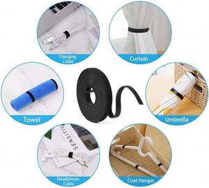 Sangles auto-adhésives réutilisables écologiques en polyester/nylon à double face avec fermeture auto-agrippante - Lavables et résistantes à la chaleur - Product Image 6