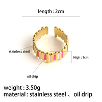 Bagues ouvertes ajustables en acier inoxydable plaqué or 18 carats pour femmes, motif géométrique coloré à rayures, vente en gros