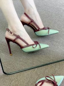Sandalias de tacón fino estilo hada con lazo para mujer, elegantes y cómodas, de 9 cm, para vestir, que realzan la belleza femenina. - Product Image 4