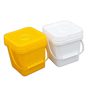 Venta al por mayor de fábrica Cubos cuadrados con agarre de plástico Cubo cuadrado de plástico de grado alimenticio verde personalizado de 20 litros con tapa - Product Image 1