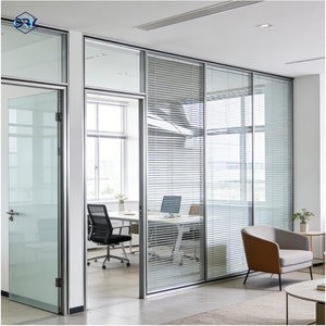 Cloison de séparation en aluminium dépoli, cloison de bureau transparente, mur de confidentialité, double vitrage de 100 mm, loupe intégrée, design moderne - Product Image 3