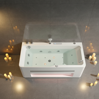Baignoire autoportante en acrylique de 1,3 m x 1,7 m avec jets de massage, 12 jets, capacité de 60 gallons, design moderne, pour salle de bain intérieure, utilisation hôtelière