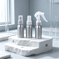 Flacons pulvérisateurs cosmétiques en aluminium argenté avec logo personnalisé, 50-250 ml, emballage métallique de luxe, finition givrée avec estampage or pour les soins de la peau