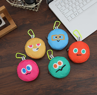 2026 Mini Porte-monnaie Rond pour Écouteurs, Sacs à Clés, Portefeuilles Mignons Couleur Bonbon à Motif Dessin Animé, Mini Sacs de Rangement pour Écouteurs et Rouge à Lèvres avec Pendentif