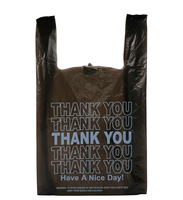 Sacs en plastique noirs classiques pour T-shirts avec logo personnalisé, sacs de courses en plastique en gros