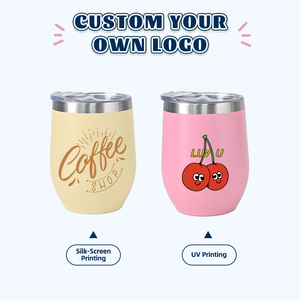 Vaso de vino con recubrimiento en polvo de 12 oz con logotipo personalizado, taza de café de 12 oz, tazas de acero inoxidable con tapa deslizante - Product Image 4