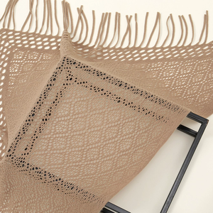 Phụ nữ mới nhất của retro tua Khăn Phụ Nữ Dệt Kim Rỗng ra kết thúc tốt đẹp tam giác khăn choàng cho phụ nữ - Product Image 3