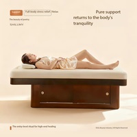 Lit de massage électrique moderne de luxe avec armoire de rangement, personnalisable, plusieurs couleurs, cuir PU, éponge haute densité, cadre en bois