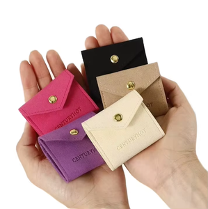 EQ Custom Microfiber Luxury Square Jewelry Pouch Lightweight Portable Gift Packaging 14*6cm Button <b>Travel</b> Organizer Roll Storage - Product Image 5