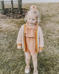 Cárdigans de Jacquard para niñas pequeñas, abrigos de otoño con cuello en V, rosa, amarillo, estrella de arco iris, lentejuelas - Product Image 5