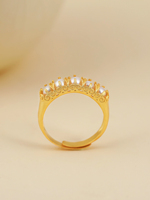 Bague de mariage demi-éternité en argent sterling 925 plaqué or avec perles Edison de qualité AAAA, vente en gros, bijoux pour femmes