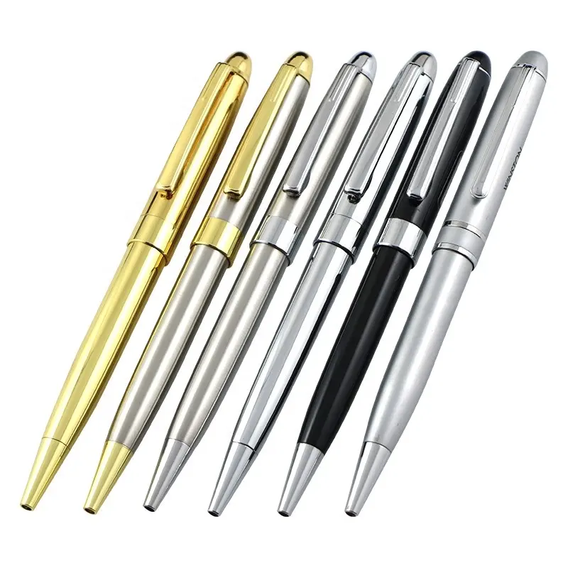 Boligrafos Premium Stylo Souvenirs Écriture Couramment Calligraphie Stylo Coffret Cadeau Classique Métal Haute Qualité Brillant Argent Or Noir