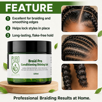 Gel Kepang Rambut Hitam 120ml Grosir, Daya Rekat Kuat, Gel Penata Rambut untuk Kepang, Locs, dan Twist