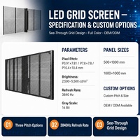 Écran LED couleur P15.6 pour grille, panneau d'affichage transparent à persiennes, écran publicitaire extérieur IP65 pour façade mur rideau