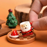Set cangkir teh Santa Claus Mini Cabochon pipih Resin untuk miniatur DIY Aksesori kerajinan tangan krim permainan Makanan Natal