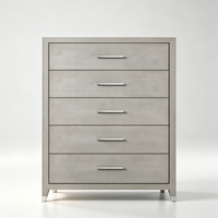 Commode étroite à 5 tiroirs en bois massif gaufré, design moderne, pour chambre à coucher, personnalisable OEM/ODM, idéale pour les commandes en gros