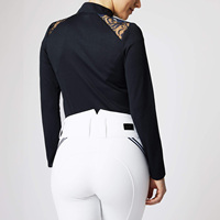 Nouveau style logo personnalisé femmes couche de base équestre polo à manches longues chemises d'équitation maille respirant