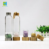 Bouteille d'eau en verre personnalisée écologique infusée de cristaux - Sans BPA, logo personnalisé, verre borosilicate de haute qualité pour une hydratation saine