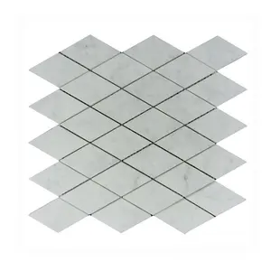 钻石图案马赛克大理石卡拉拉白色大理石地板砖