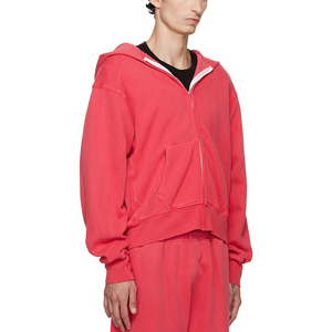 Sudadera con capucha y cremallera para hombre, estilo urbano, 100% algodón, lavado suave, corte cropped, de alto gramaje - Product Image 2