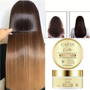 Masque capillaire sans rinçage 2-<span class=keywords><strong>en</strong></span>-1 au kératine et au <span class=keywords><strong>miel</strong></span>, marque privée, nourrissant le cuir chevelu, anti-frisottis, anti-pointes fourchues, revitalisant anti-chute - Product Image 1