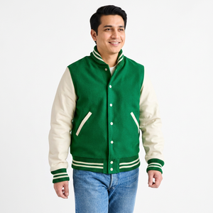 Veste de football universitaire pour homme avec broderie personnalisée, style Letterman, col mandarin, en molleton de coton chaud, décontractée pour l'hiver, à prix abordable - Product Image 1