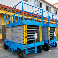 Plateforme élévatrice mobile à ciseaux électrique hydraulique 6-10M 500kg en acier haute résistance avec stabilisateurs et hauteur réglable
