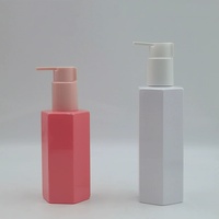 Bouteille distributrice de lotion polygonale en PET de 150ml et 200ml, bouteille vide pour lotion corporelle, bouteille pour crème pour les mains, bouteille pompe pour gel douche