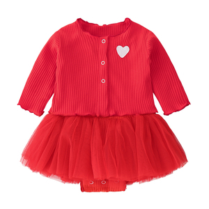Corazón EMB de punto de algodón de princesa bebé niños recién nacido ropa de bebé niñas pantalones conjuntos al por mayor - Product Image 3