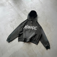 Sweat-shirt à capuche imprimé personnalisé OEM, logo du fabricant, léger, coupe ample, 500 g/m², 100 % coton, fermeture éclair, pour hommes