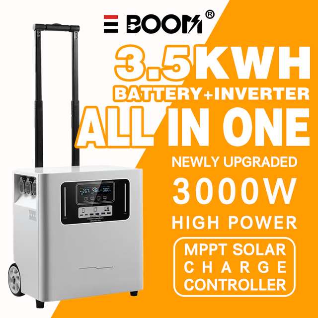 3.5kW 3.5kWh Outdoor Portable Lithium Ion Solar Power Station with Pure Sine Wave Inverter and MPPT Controller External Battery