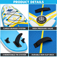 Planche de surf SUP 11 pieds, planche à pagaie gonflable de style surf avec ailerons Thruster pour les séjours à la plage et les kits d'écoles de surf