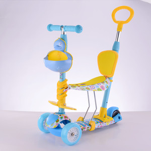 Scooter 3 en 1 con barra de empuje para niñas de 1 a 3 años, diseño de dibujos animados, material plástico, juguete de empuje y arrastre con cesta de almacenamiento. - Product Image 4