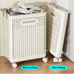 Giỏ đựng đồ giặt gấp gọn lớn, giỏ đựng đồ giặt linh hoạt, giỏ đựng đồ giặt bằng nhựa có bánh xe - Product Image 1